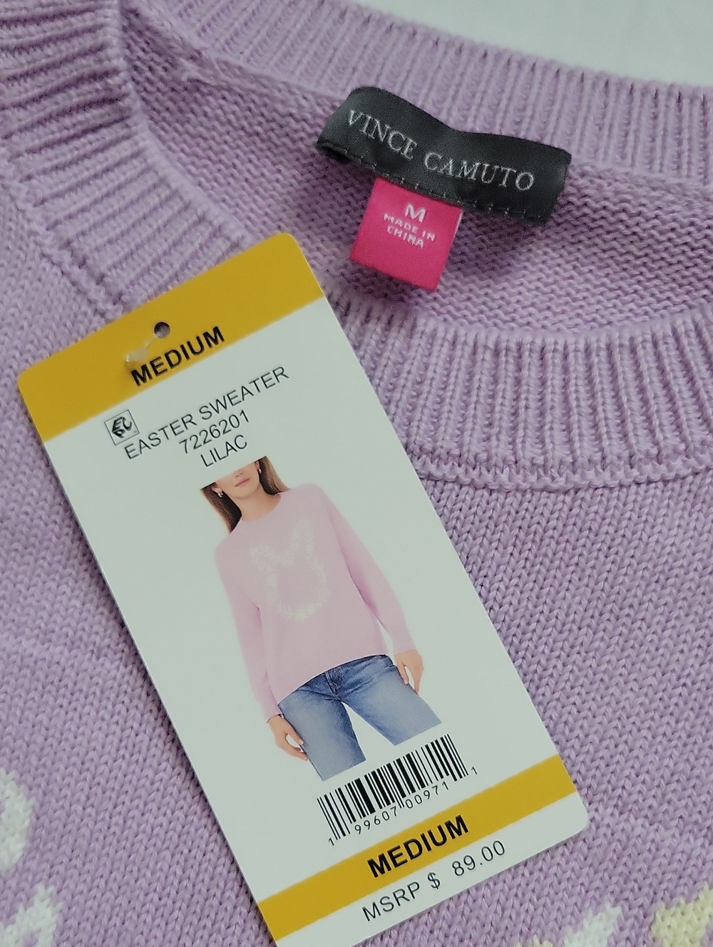 Vince Camuto Lavender Floral Crewneck Sweater - Picture 4 of 7